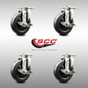 Service Caster 5 Inch 316SS Soft Rubber Wheel Swivel Top Plate Caster Set with Brake SCC SCC-SS31620S514-SRS-TLB-4